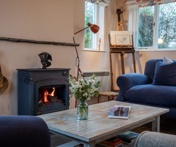Cosy lounge with woodburning stove Low Longmire Cottage, Oxen Park