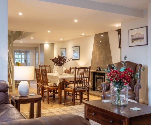Open-plan living with cosy seating and soft furnishings, ideal for couples or small families.